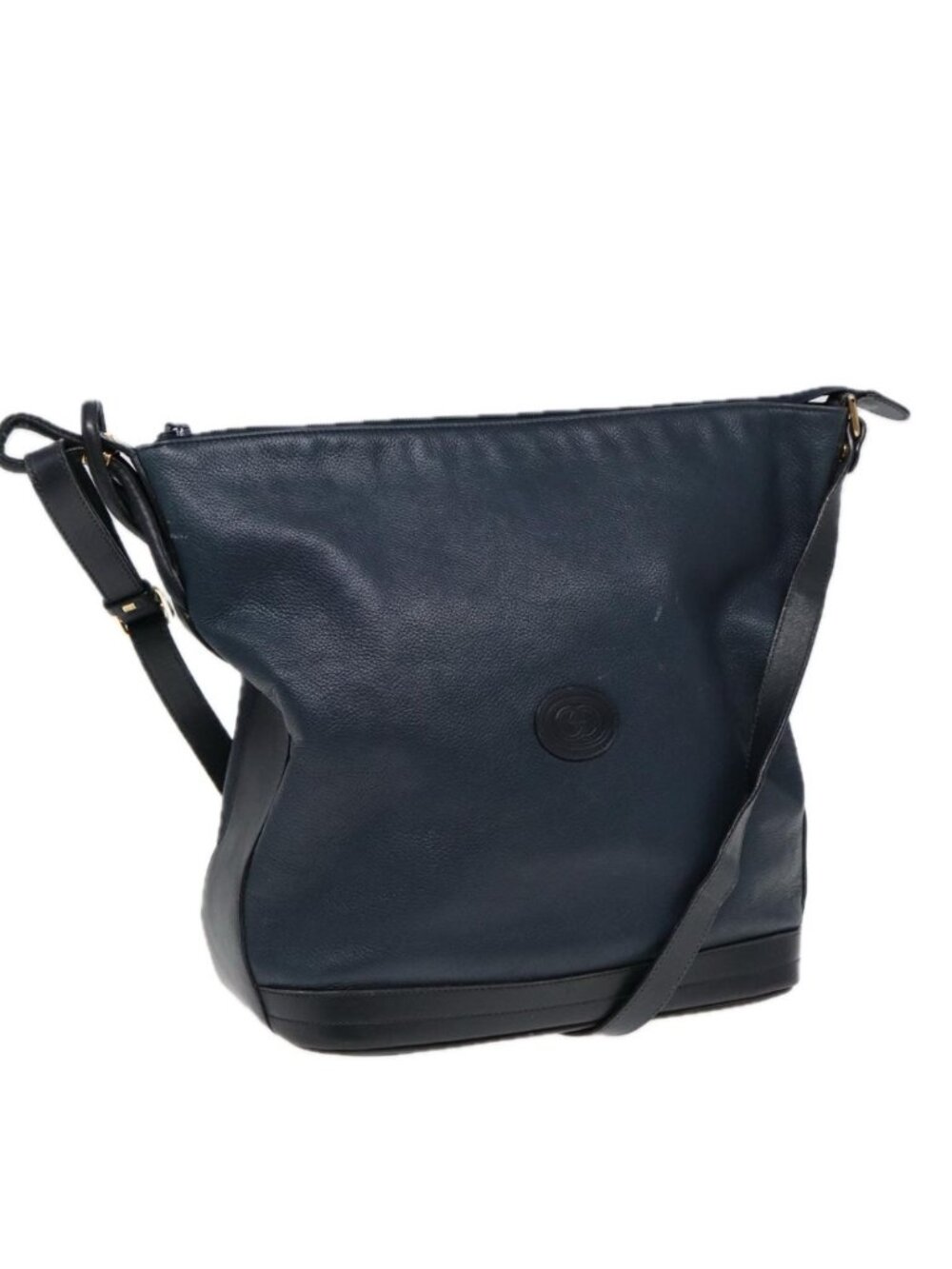 GUCCI Shoulder Bag Leather Navy Gold 001 090 0729